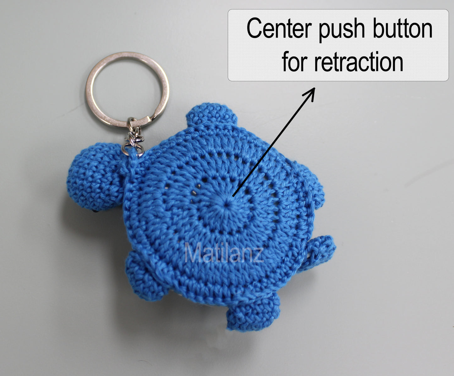 Turtle Keychain with Retractable Dual Sided Measure Tape