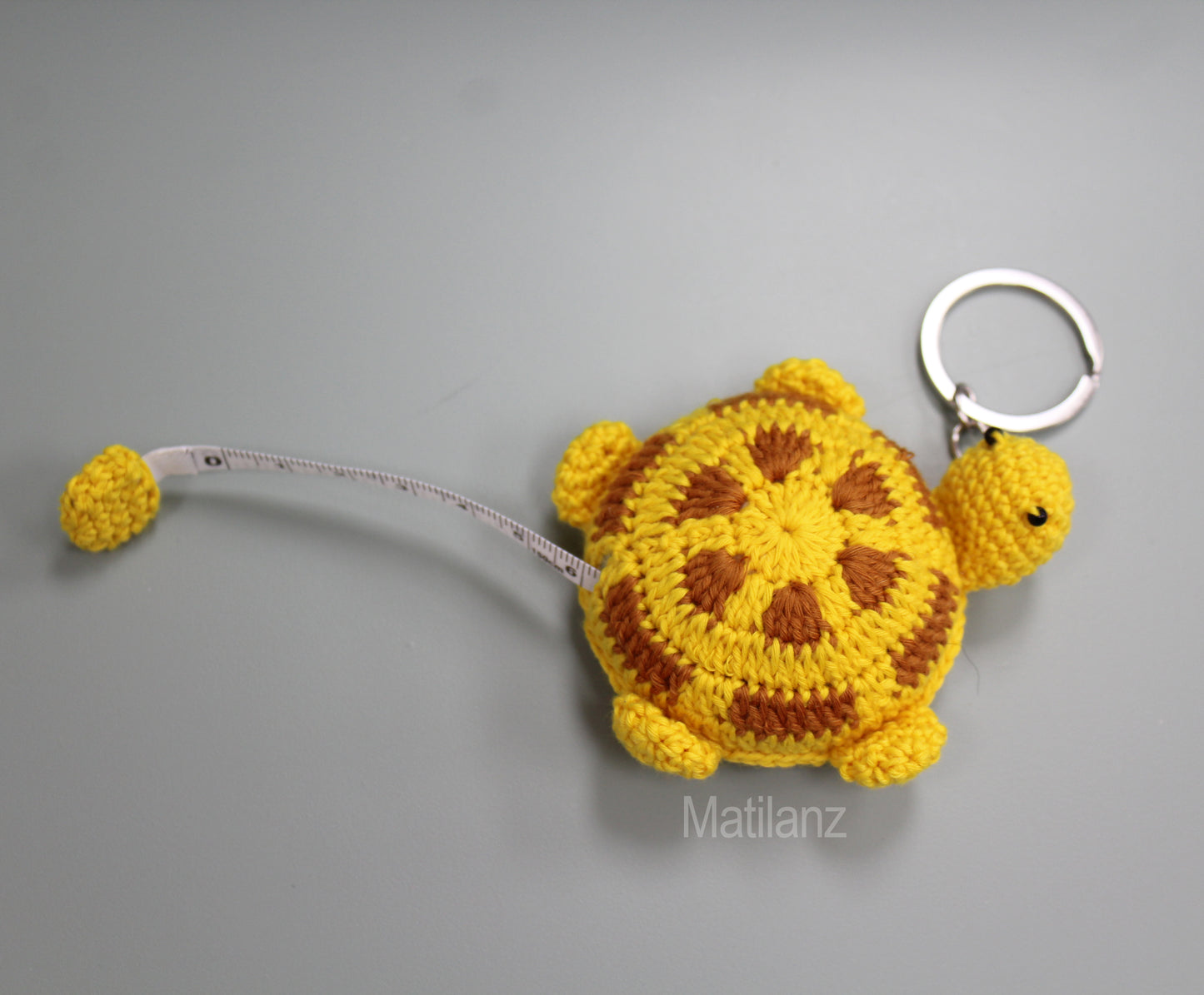 Turtle Keychain with Retractable Dual Sided Measure Tape