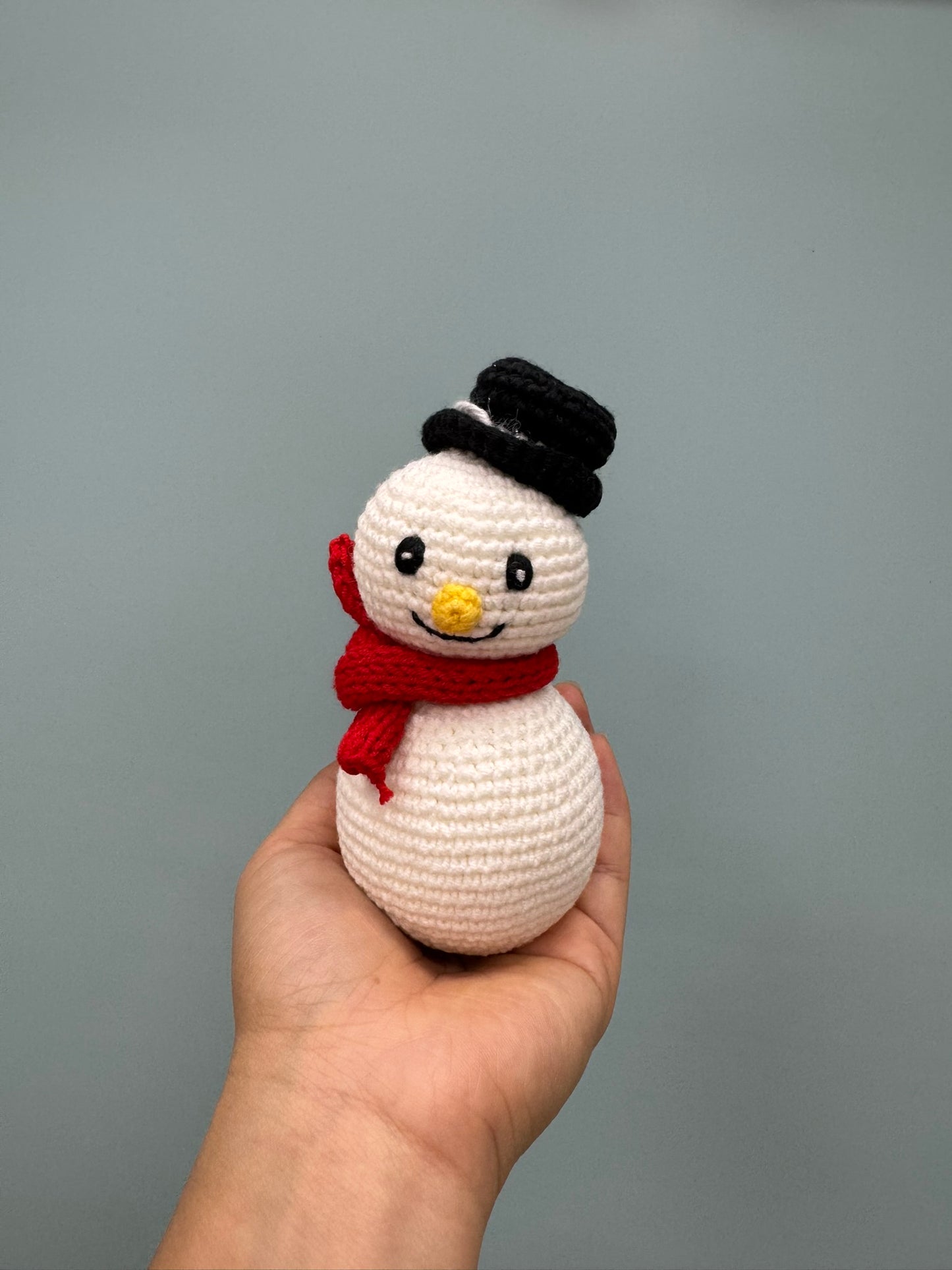 Crochet Christmas Snowman with Top Hat and Scarf