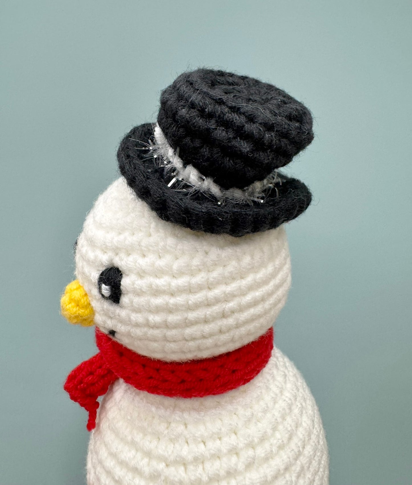 Crochet Christmas Snowman with Top Hat and Scarf