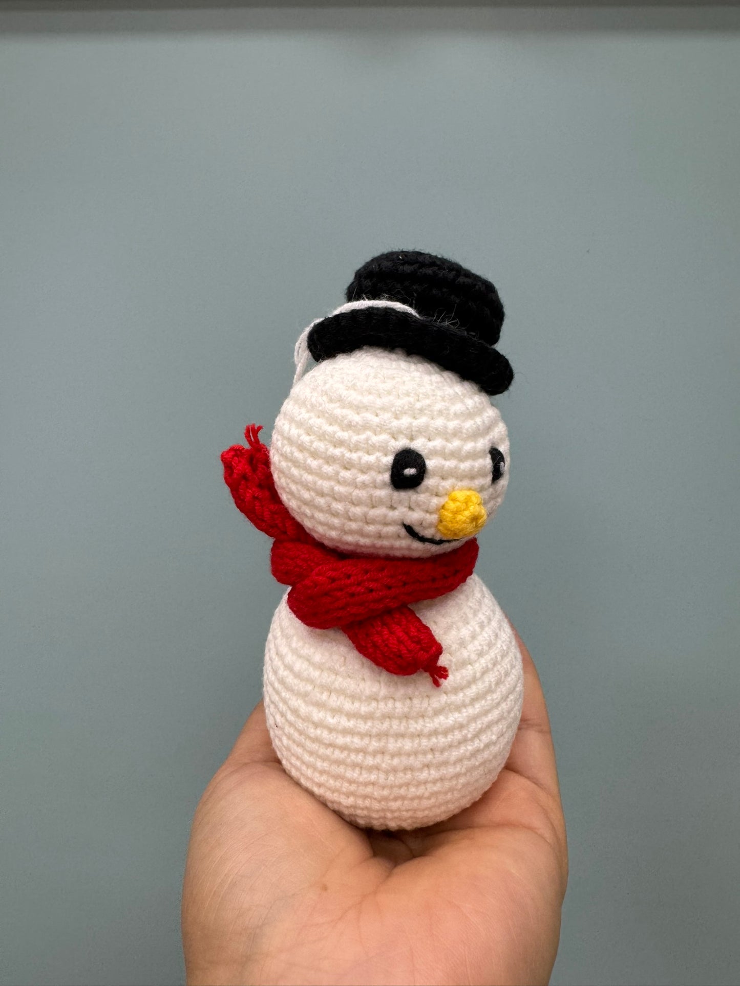 Crochet Christmas Snowman with Top Hat and Scarf