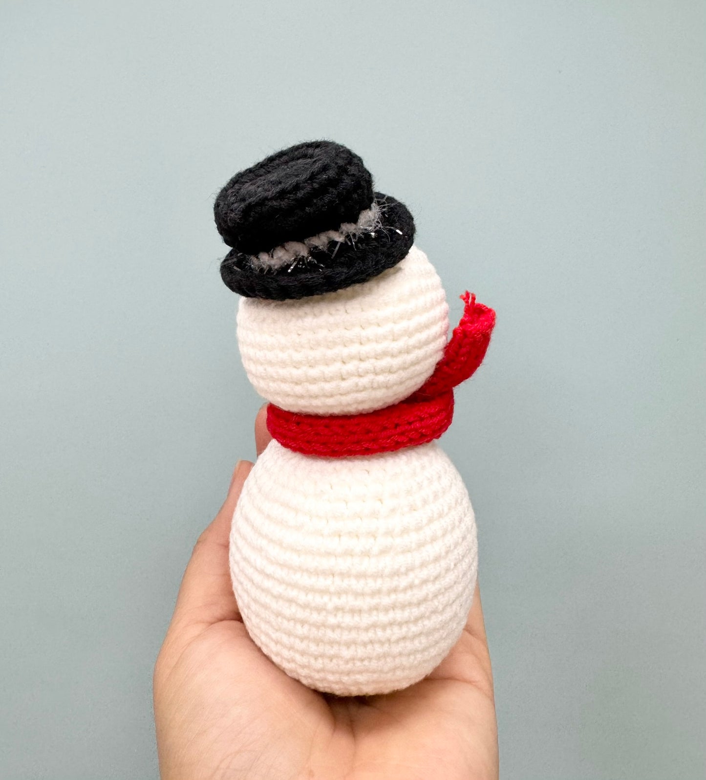 Crochet Christmas Snowman with Top Hat and Scarf
