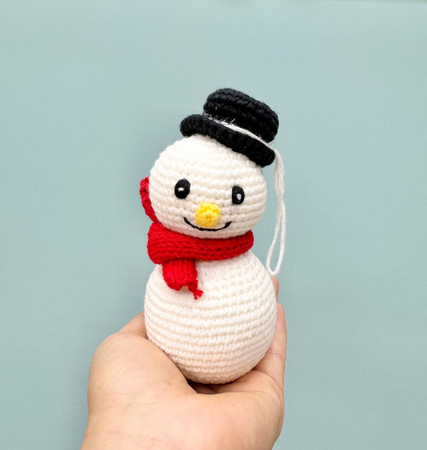 Crochet Christmas Snowman with Top Hat and Scarf