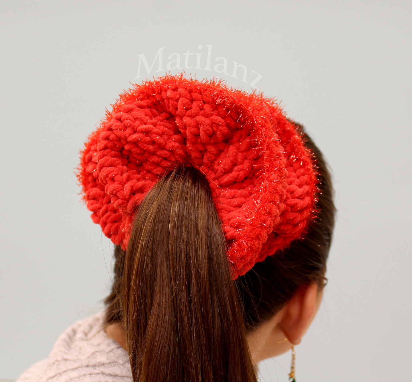 Handmade Hair Scrunchie for Ponytail – Large Elastic Hair Tie for Girls