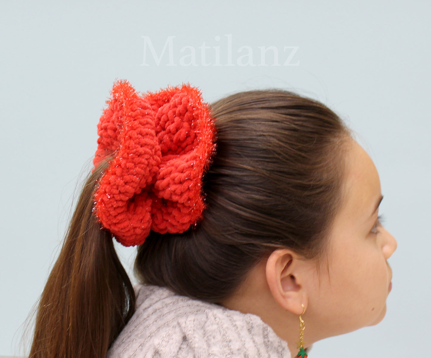 Handmade Hair Scrunchie for Ponytail – Large Elastic Hair Tie for Girls