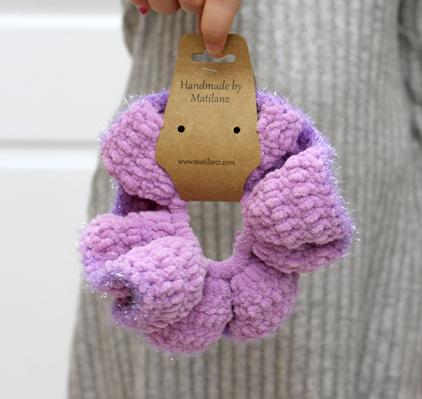 Handmade Hair Scrunchie for Ponytail – Large Elastic Hair Tie for Girls