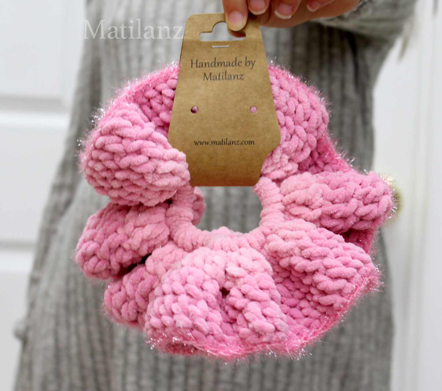 Handmade Hair Scrunchie for Ponytail – Large Elastic Hair Tie for Girls