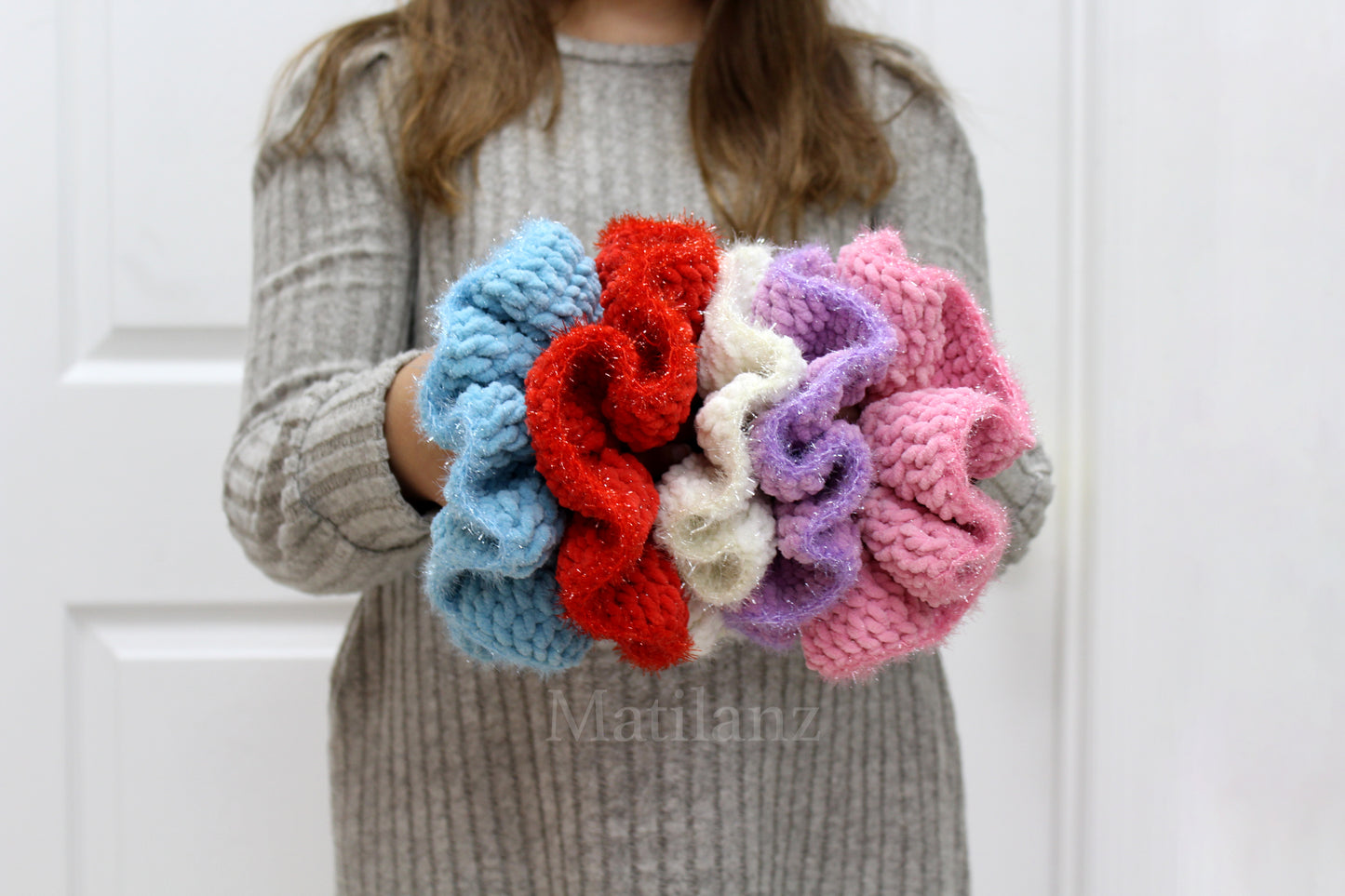 Handmade Hair Scrunchie for Ponytail – Large Elastic Hair Tie for Girls