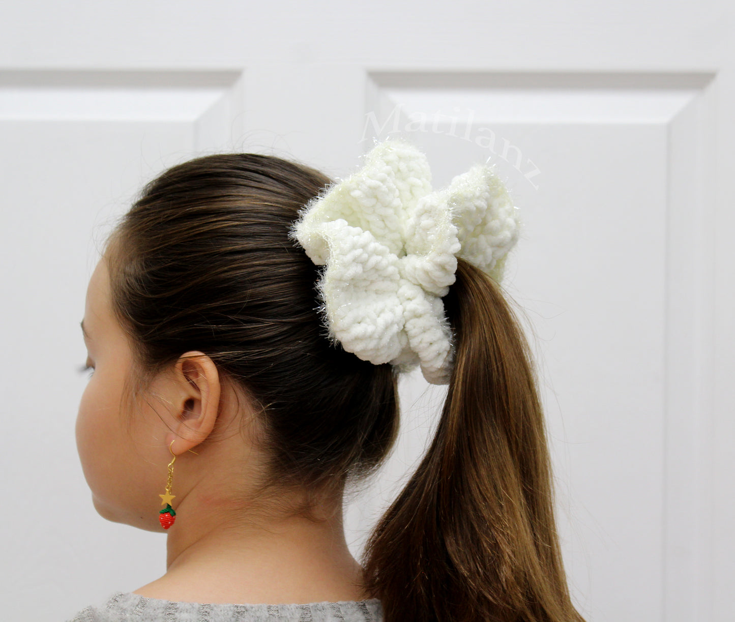 Handmade Hair Scrunchie for Ponytail – Large Elastic Hair Tie for Girls