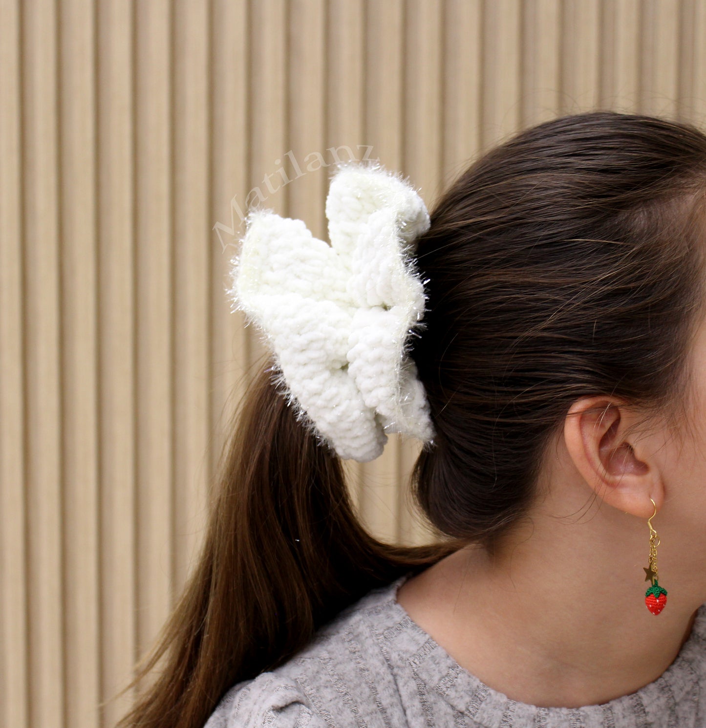 Handmade Hair Scrunchie for Ponytail – Large Elastic Hair Tie for Girls