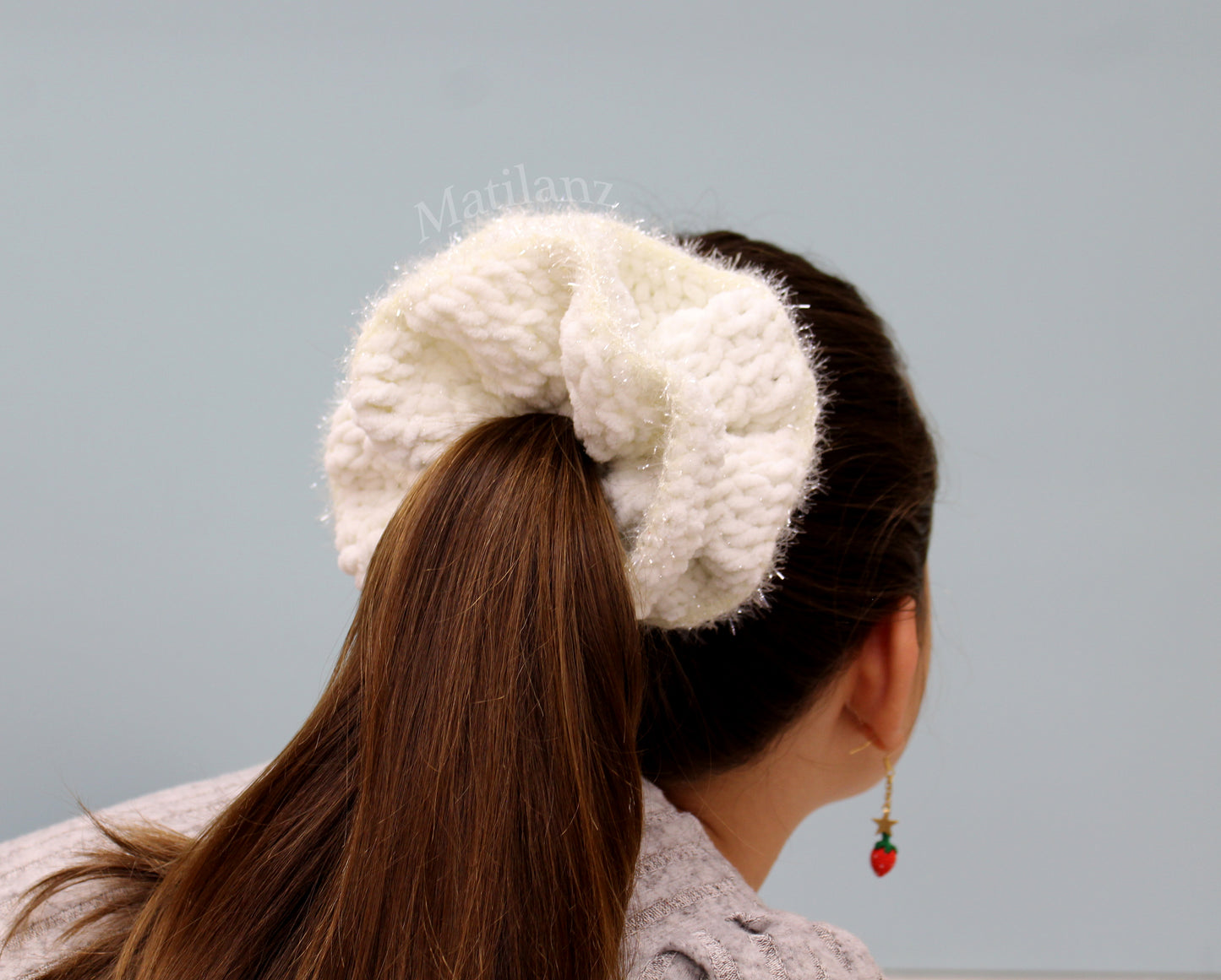 Handmade Hair Scrunchie for Ponytail – Large Elastic Hair Tie for Girls