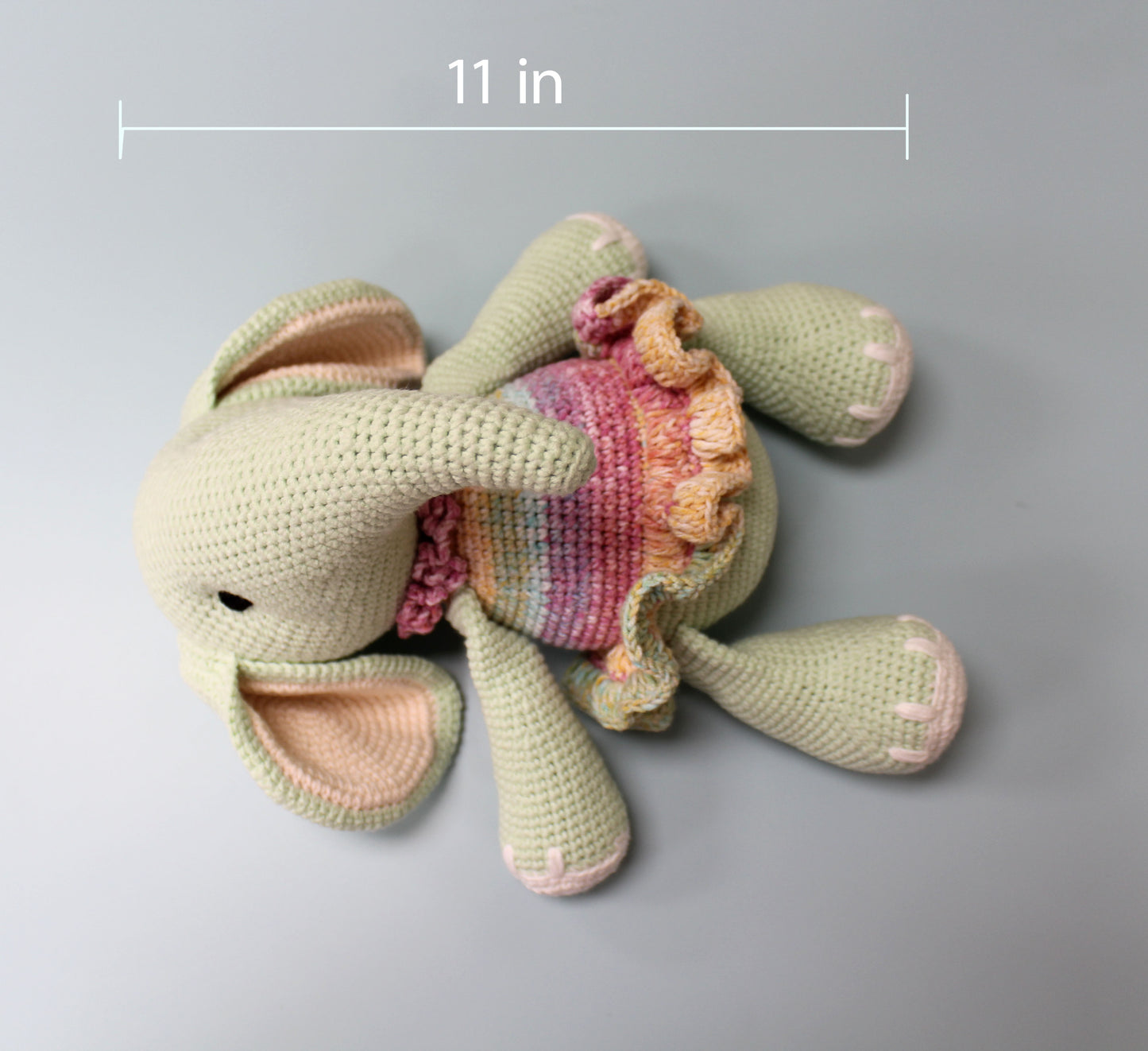 Elephant Stuffed Animal - Crochet Plush - 11''