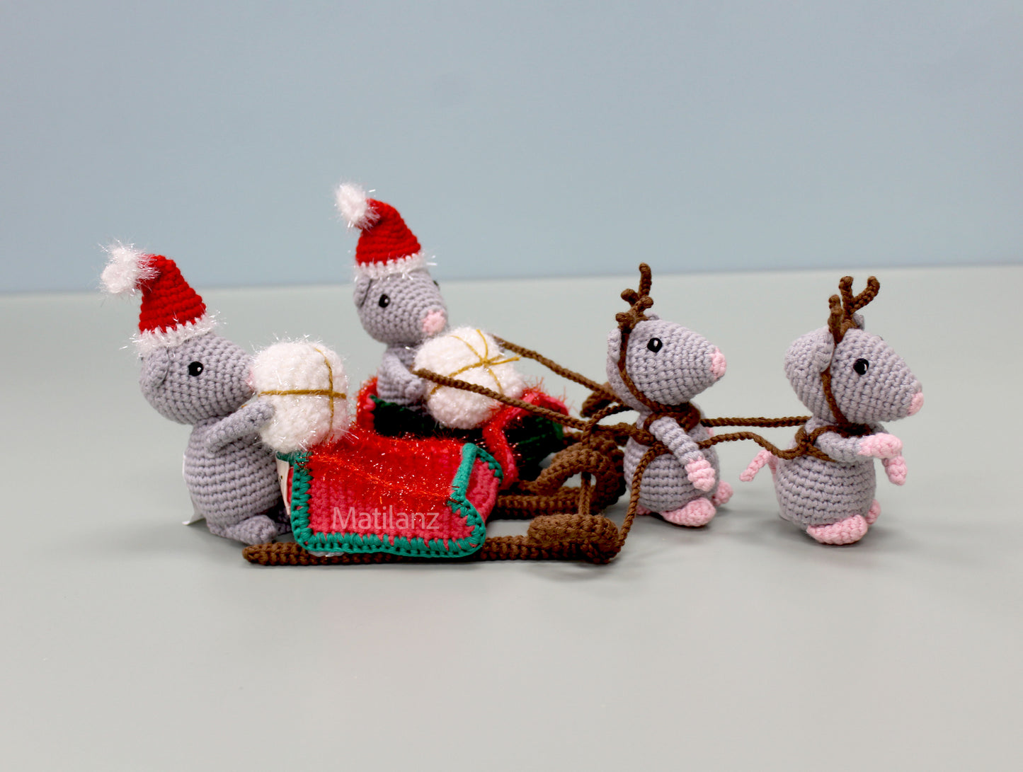 New! Crochet Christmas Mice with Sleigh – Handmade Holiday Decor & Gifts