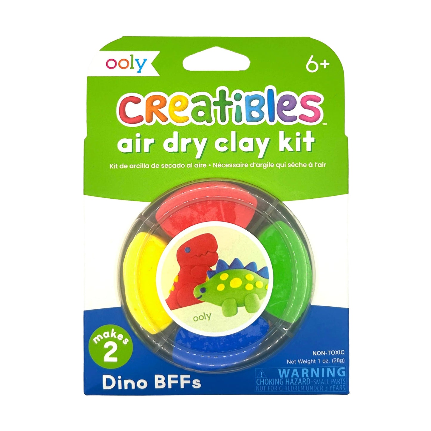 Air dry clay kit with colorful red, yellow, green, and blue clay to make dinosaur BFFs