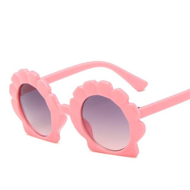 Pink seashell-shaped sunglasses with gradient lenses