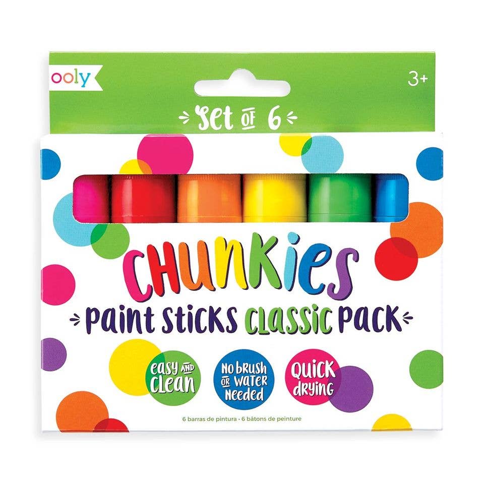 Set of 6 colorful Chunkies paint sticks in classic colors