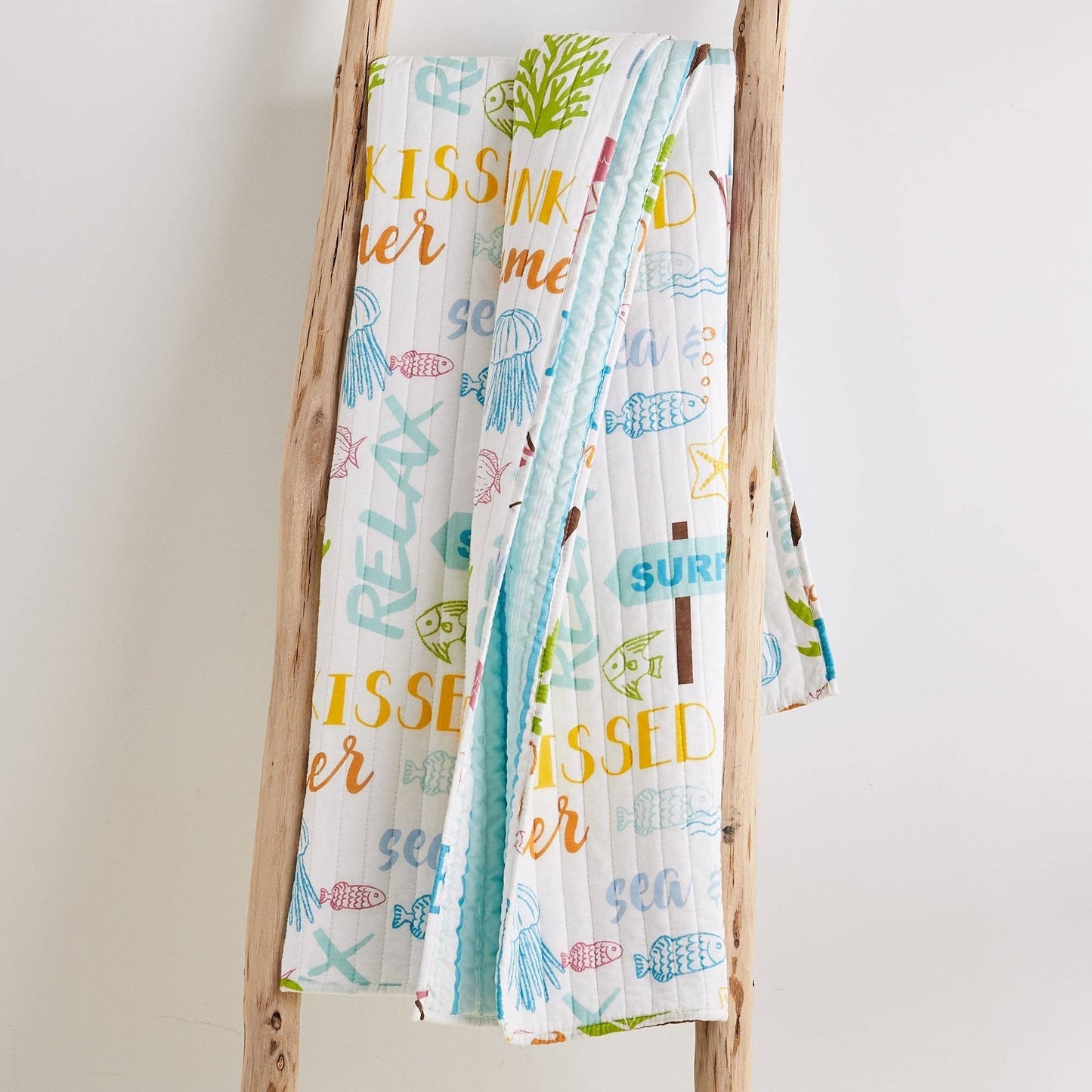 Reversible Quilted Throw with Beach Motifs – 50x60in | Unique Gifts, Birthday Gifts for Her