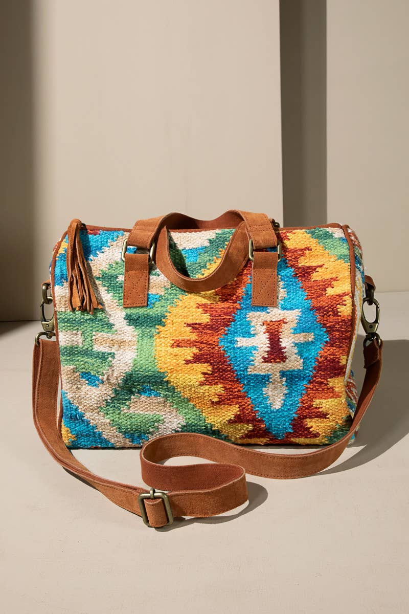 Carmel Boston Bag β Handwoven Ethnic Duffel