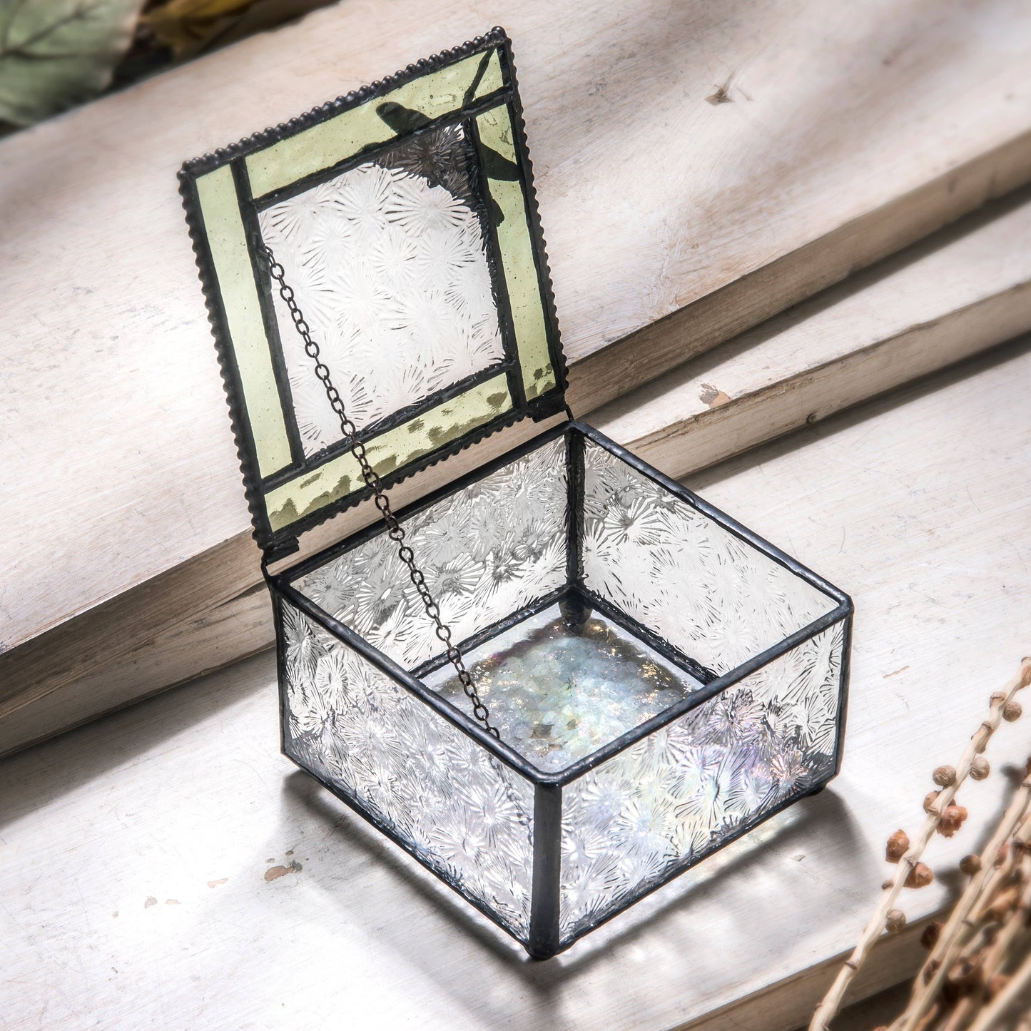 Stained Glass Dragonfly Keepsake Box – Green & Iridescent | Unique Gifts, Birthday Gifts for Her