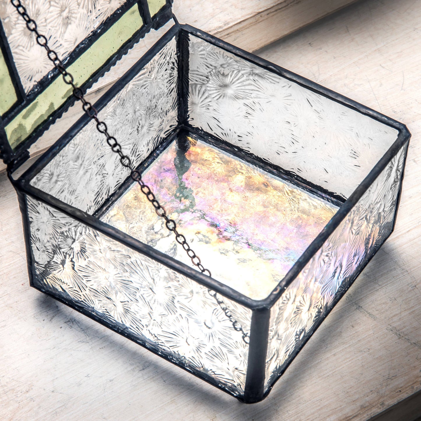 Stained Glass Dragonfly Keepsake Box – Green & Iridescent | Unique Gifts, Birthday Gifts for Her