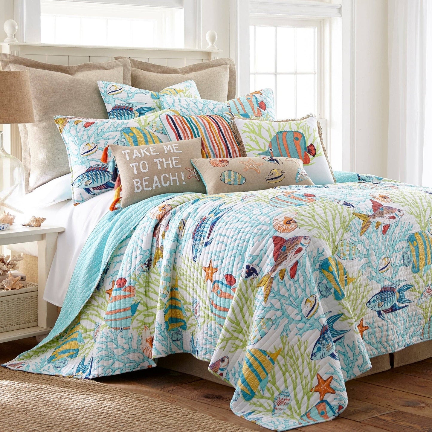 Reversible Quilt Set with Tropical Fish – Beachwalk | Unique Gifts, Coastal Bedroom