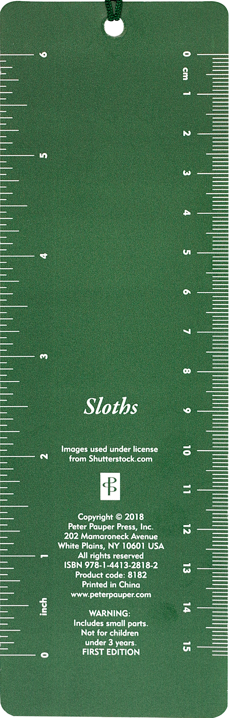 A green bookmark with a 3D sloth design and tassel, featuring a lenticular visual effect for a unique gift.