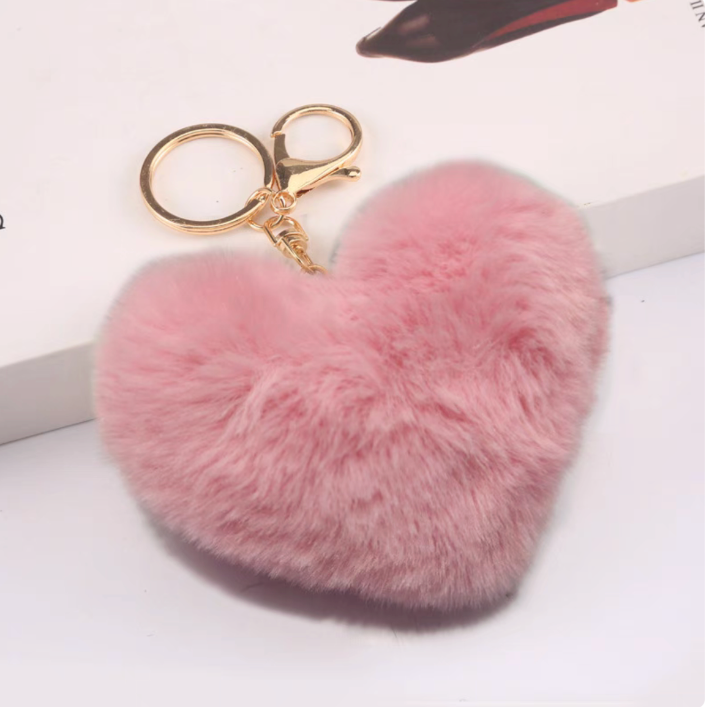 Heart-Shaped Faux Fur Keychain – Soft Plush Accessory | Gifts for Her, Unique Gift Idea