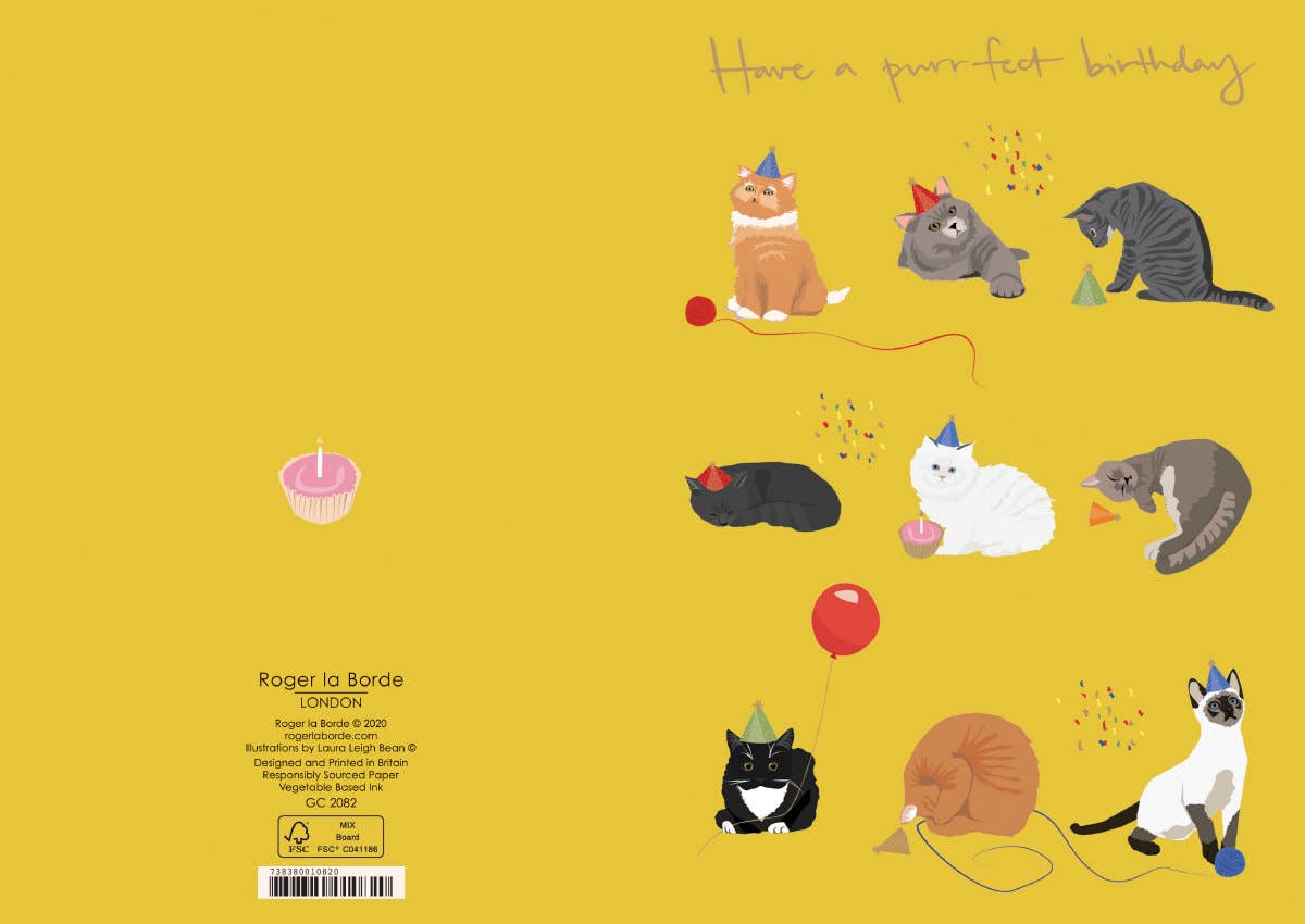 Birthday Card with Party Cats – Caipirissima Art | Unique Gifts, Birthday Gifts for Her