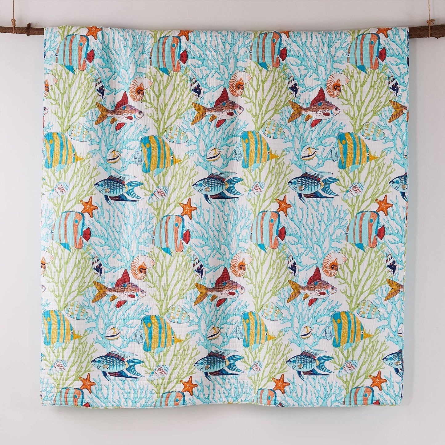 Reversible Quilt Set with Tropical Fish – Beachwalk | Unique Gifts, Coastal Bedroom