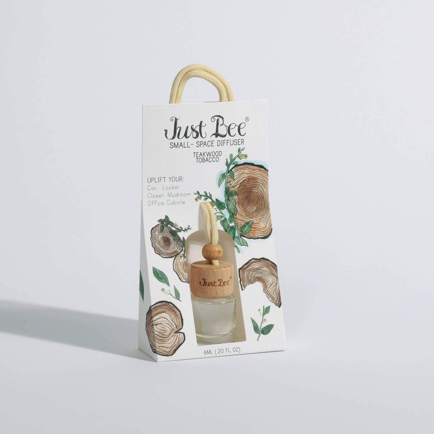 Teakwood Tobacco small glass hanging diffuser with wooden lid
