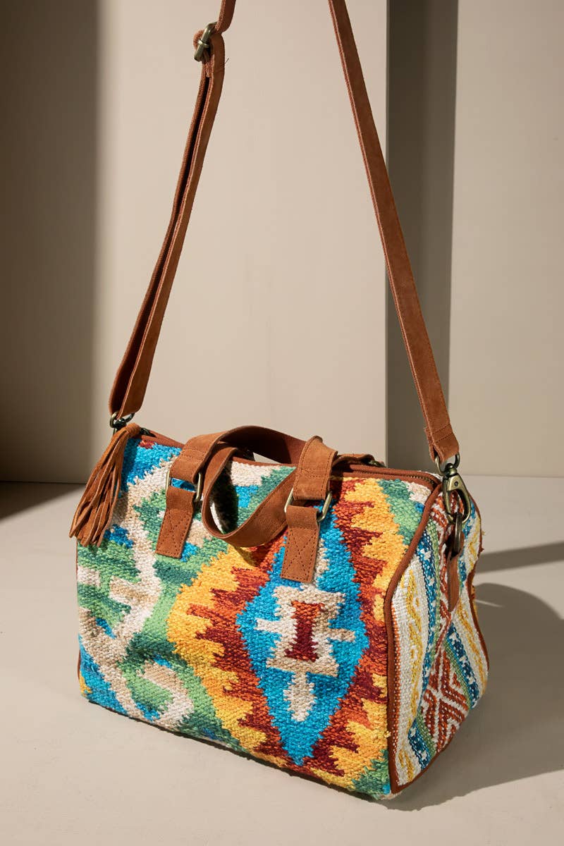Carmel Boston Bag β Handwoven Ethnic Duffel