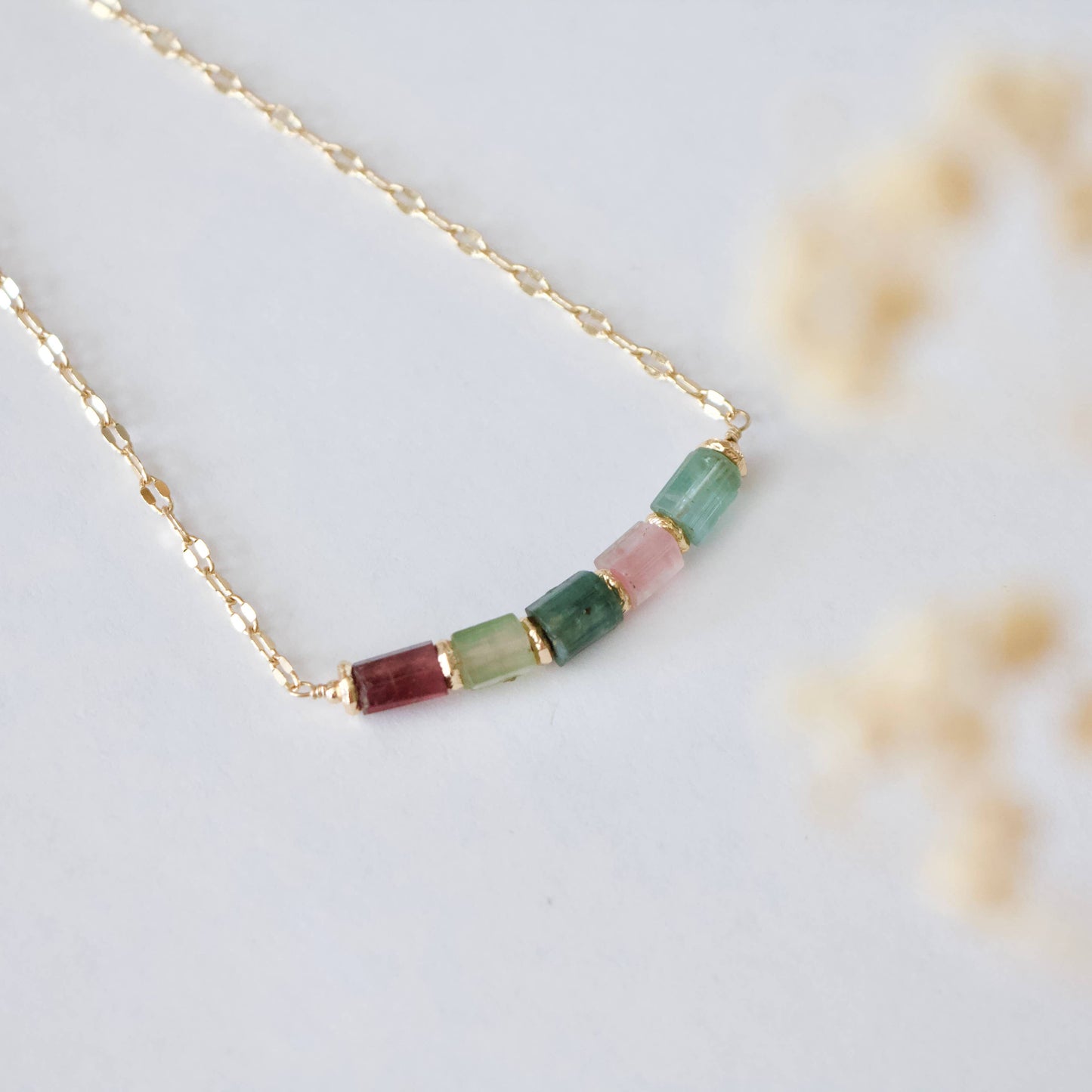 Tourmaline Collar Necklace – Multicolor Nugget Stones | Unique Gifts for Her