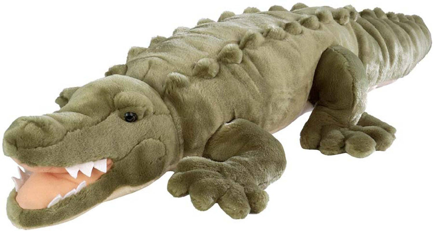 Large plush crocodile toy with realistic features and soft texture