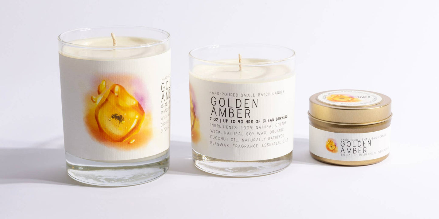 Golden Amber Candle – Medium Glass, 40-Hour Burn | Christmas Gift Ideas, Birthday Gifts for Her