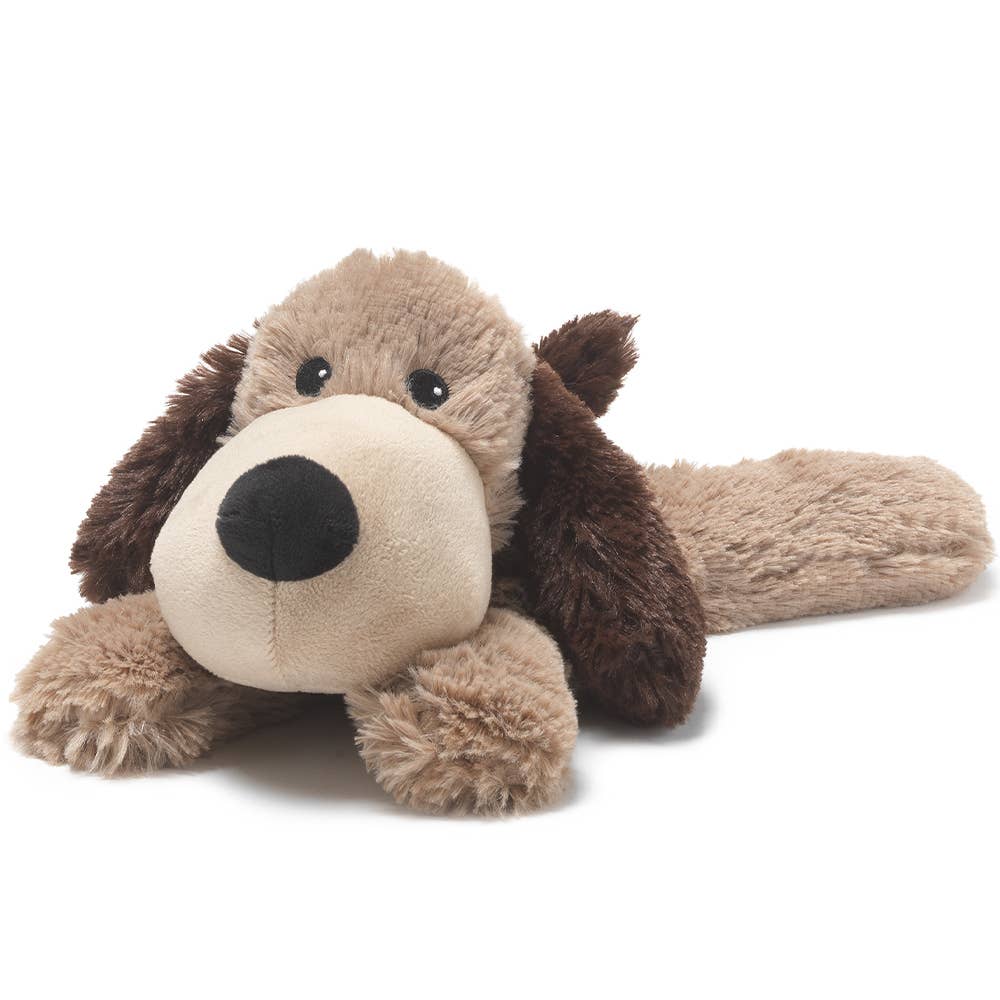 Plush brown dog Warmies stuffed animal with floppy ears and soft fur