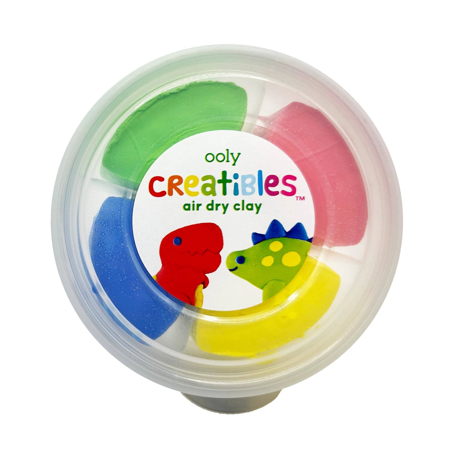 Air-dry clay kit with four vibrant colors: green, pink, blue, and yellow, perfect for kids' creative play.