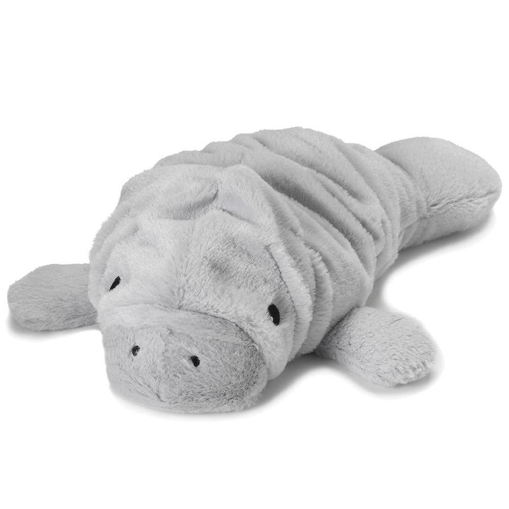 Soft grey plush manatee stuffed animal with a cozy, cuddly design