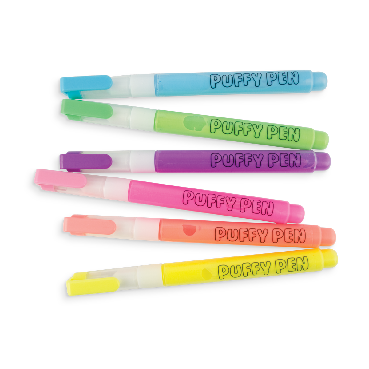 Bright neon puffy pens in assorted colors, perfect for 3D ink art and creative projects.