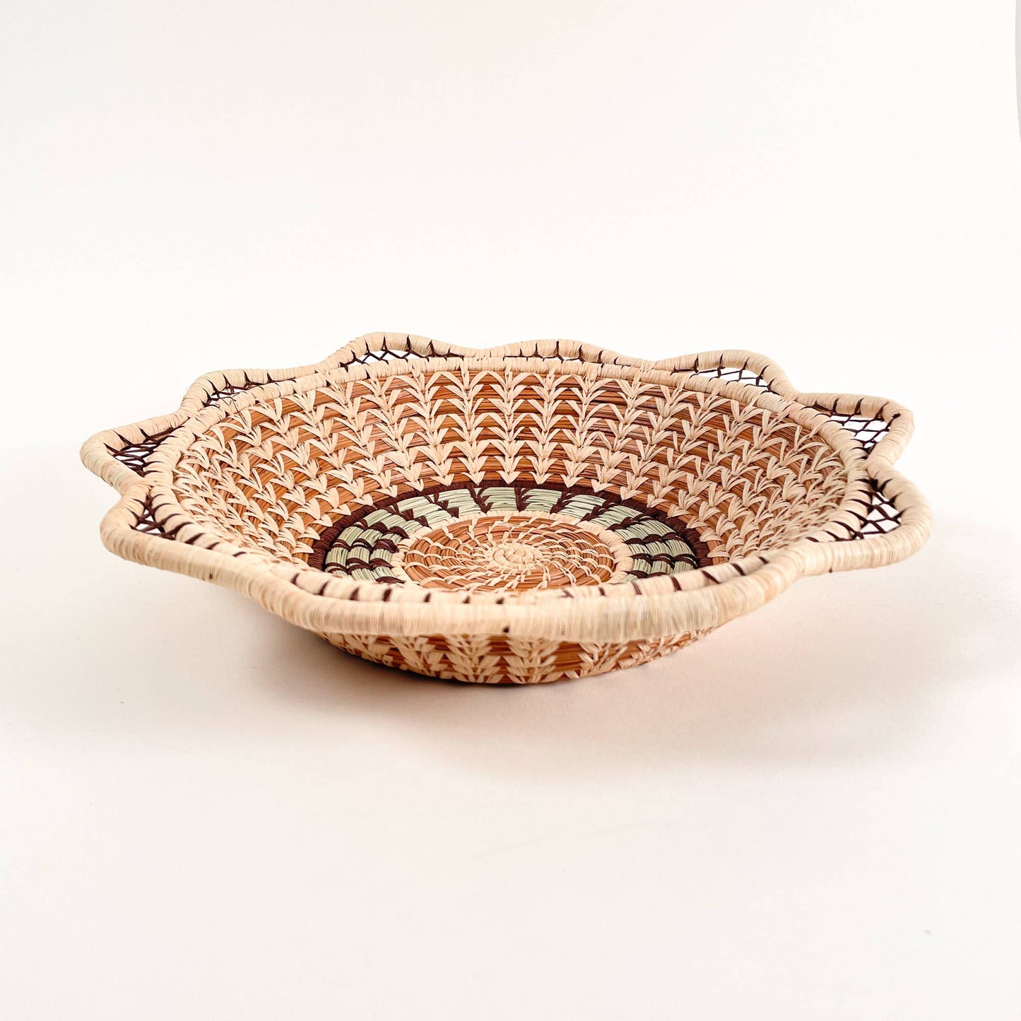 Handwoven Decorative Basket – Scalloped Edge Design | Unique Gifts, Birthday Gifts for Her