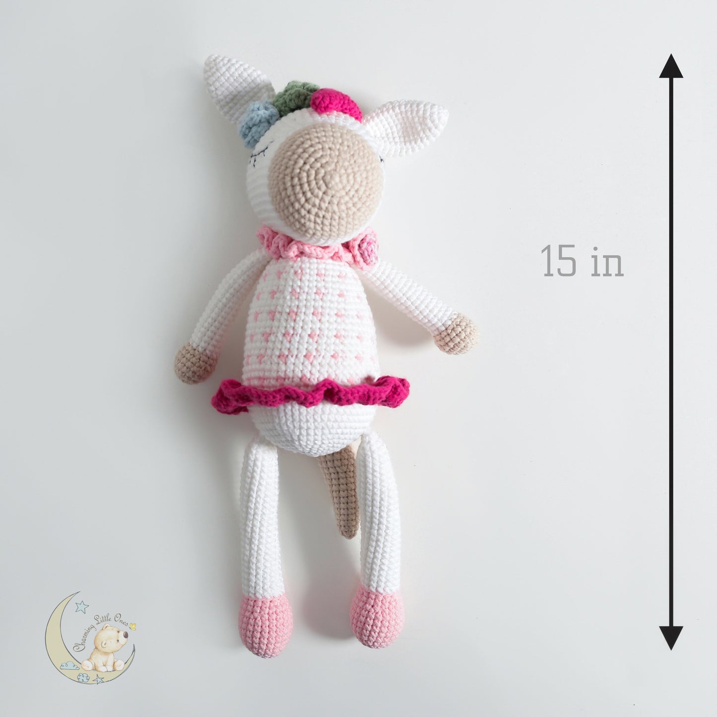 Unicornio de ganchillo hecho a mano, unicornio rosa y blanco, animales de peluche personalizados, regalos para baby shower, regalos para recién nacidos, juguetes de amigurumi para guardería