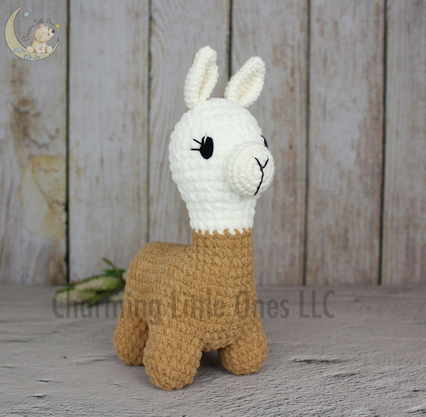 Llama de crochet hecha a pedido, regalo único para niños, juguete de llama, llama marrón suave, decoración elegante para el hogar, animales de peluche de crochet personalizados