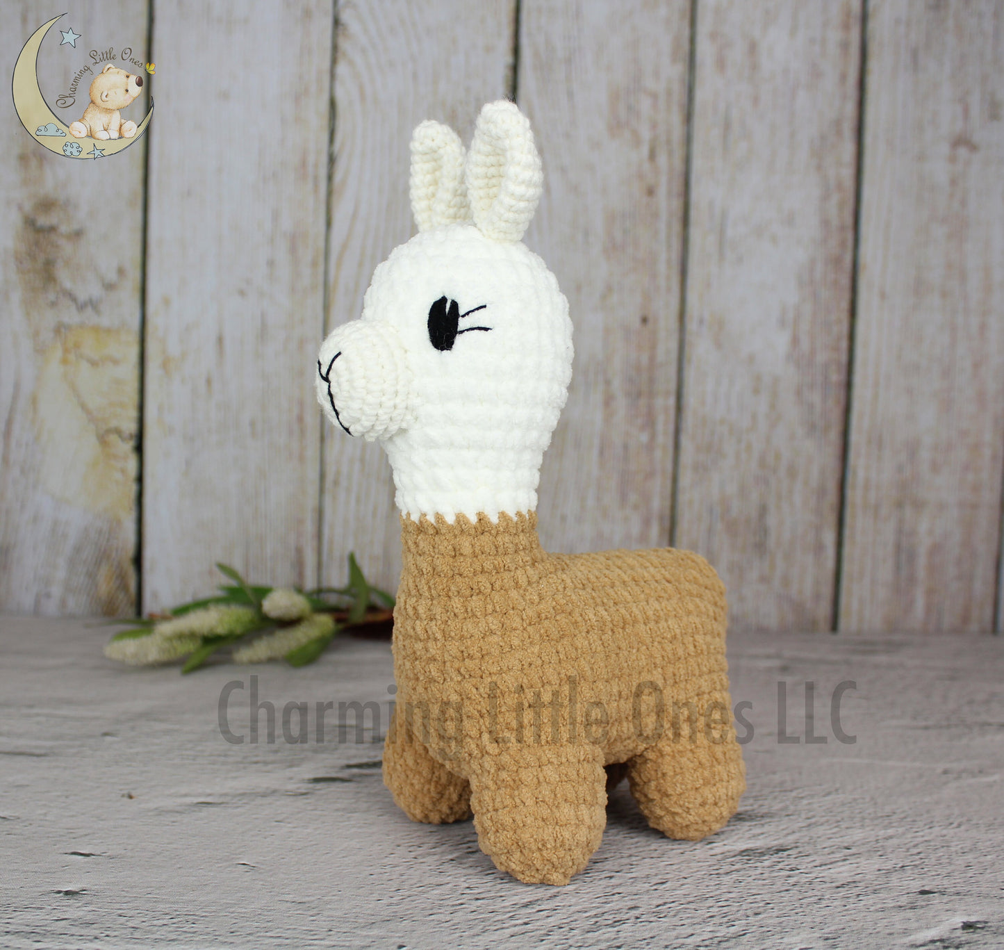 Llama de crochet hecha a pedido, regalo único para niños, juguete de llama, llama marrón suave, decoración elegante para el hogar, animales de peluche de crochet personalizados