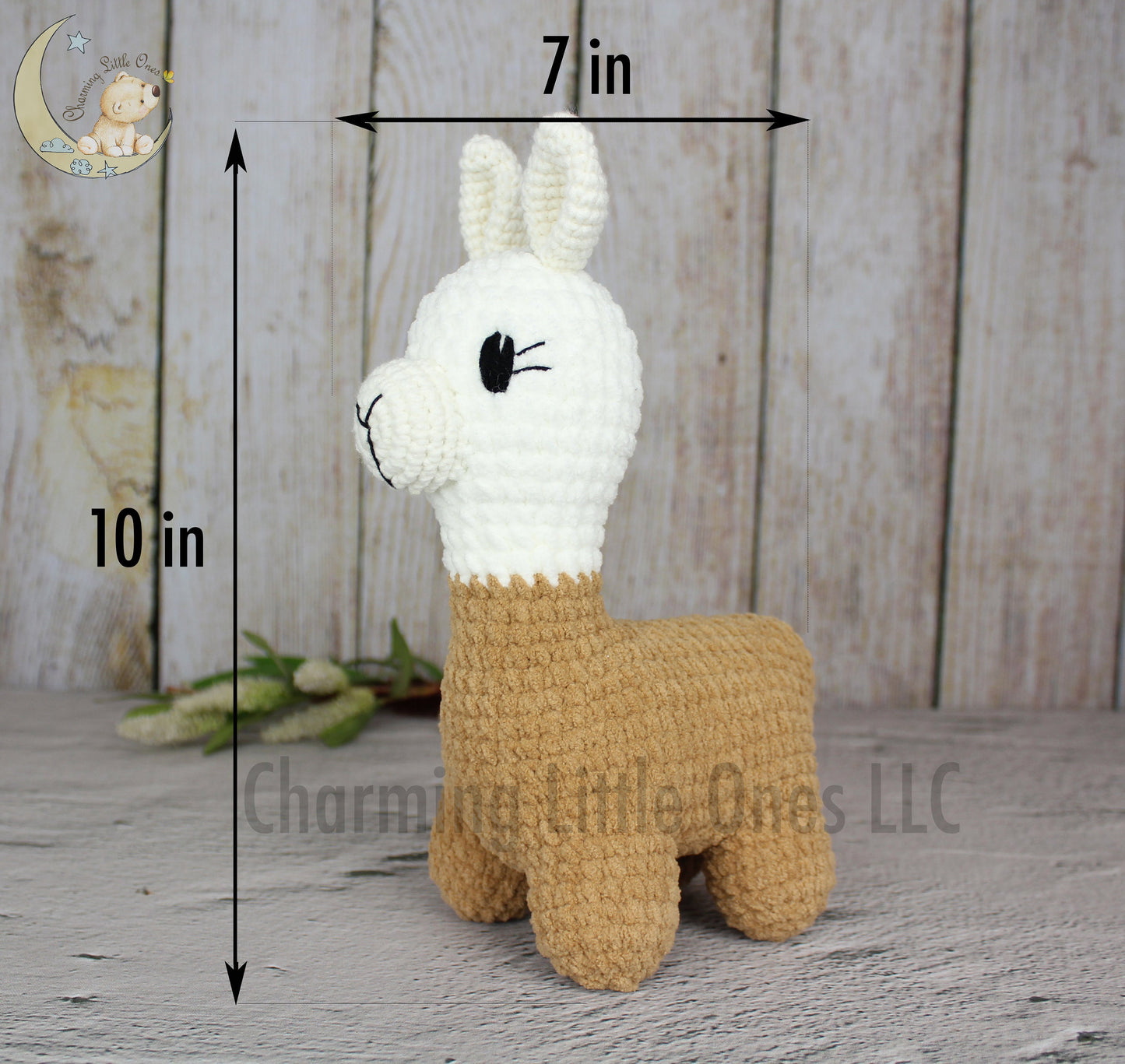 Llama de crochet hecha a pedido, regalo único para niños, juguete de llama, llama marrón suave, decoración elegante para el hogar, animales de peluche de crochet personalizados