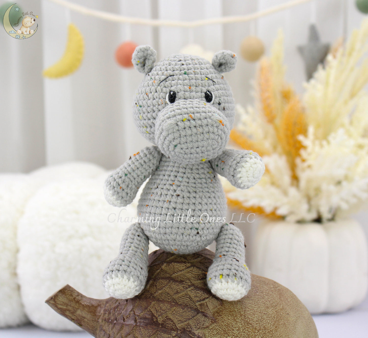 Crochet Hippo - Handmade 6" & 10"