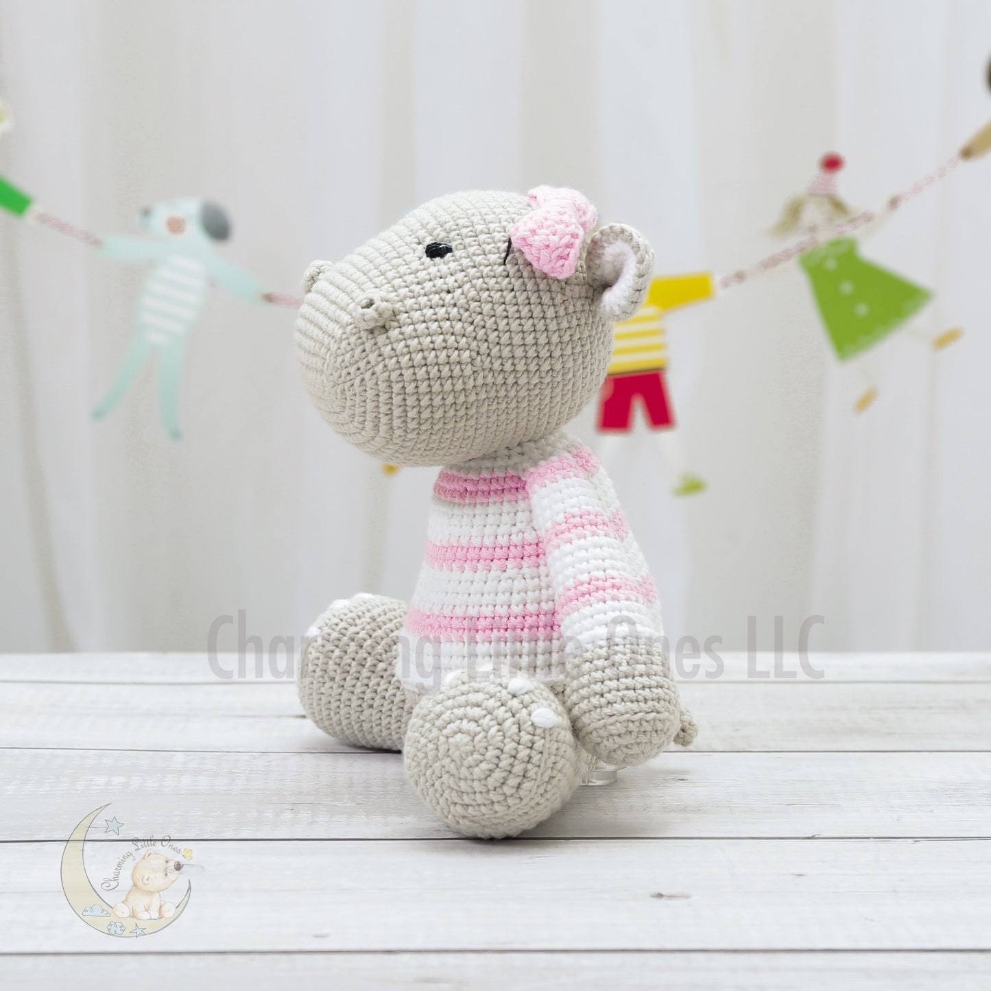 Hipopótamo de peluche suave, hipopótamo de crochet, juguete amigurumi, regalo de animal de peluche, regalo de baby shower, regalo para recién nacido, anuncio de nacimiento, primer cumpleaños