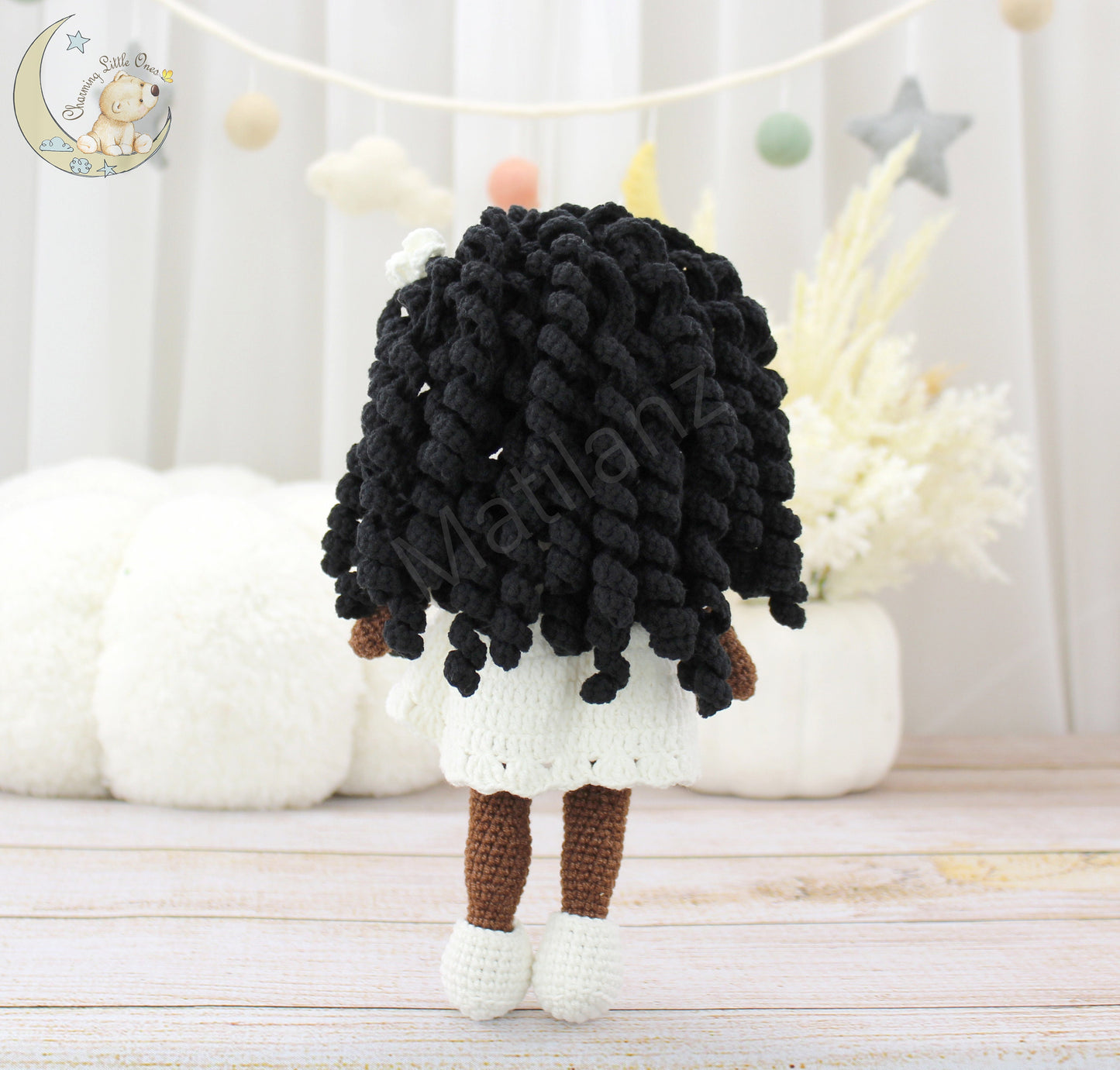 Crochet African American Doll - 9 inches tall