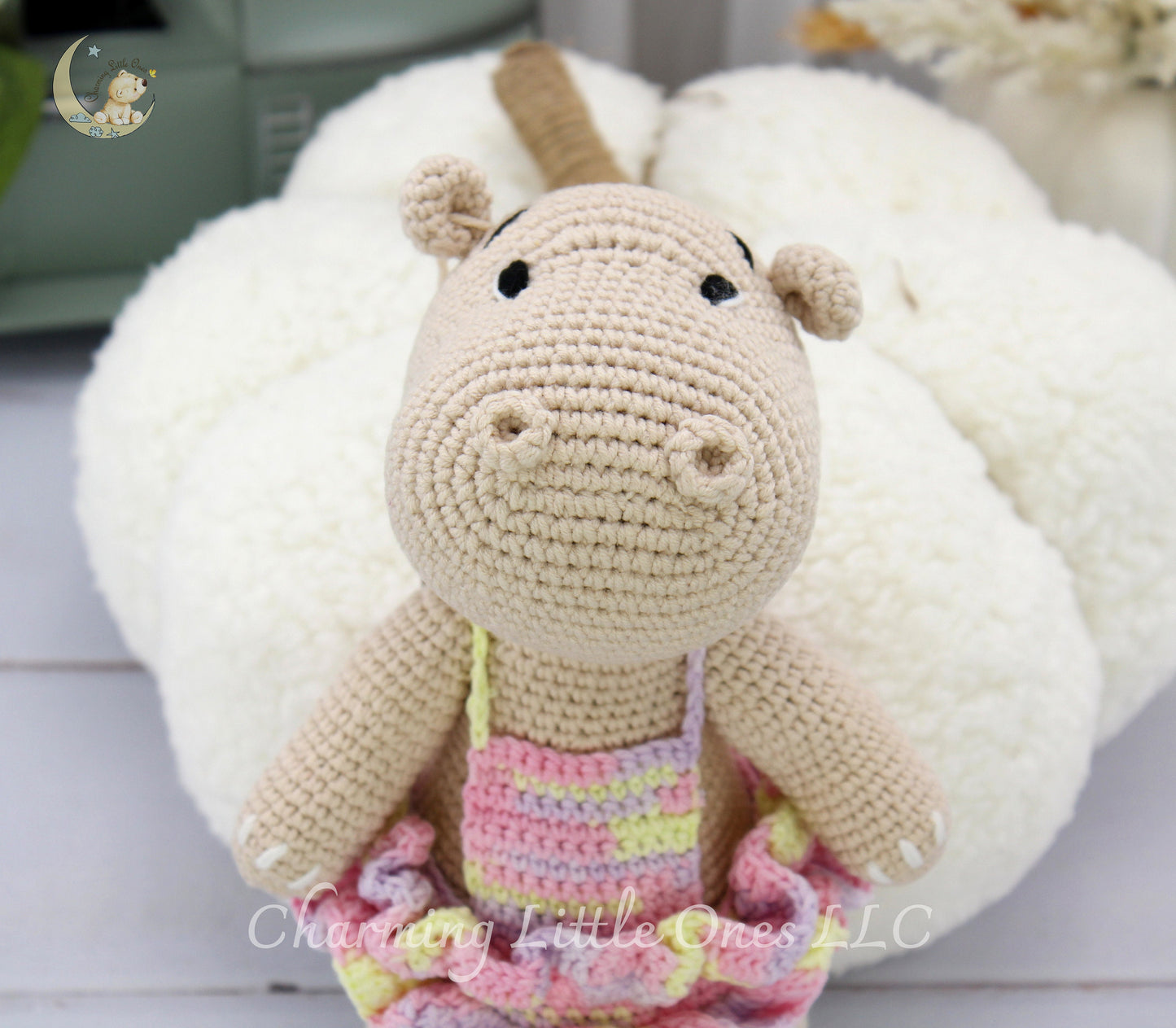Hipopótamo hecho a mano, hipopótamo de crochet, juguetes amigurumi, regalo de animal de peluche, regalo de baby shower, regalo para recién nacido, anuncio de nacimiento, regalo de primer cumpleaños