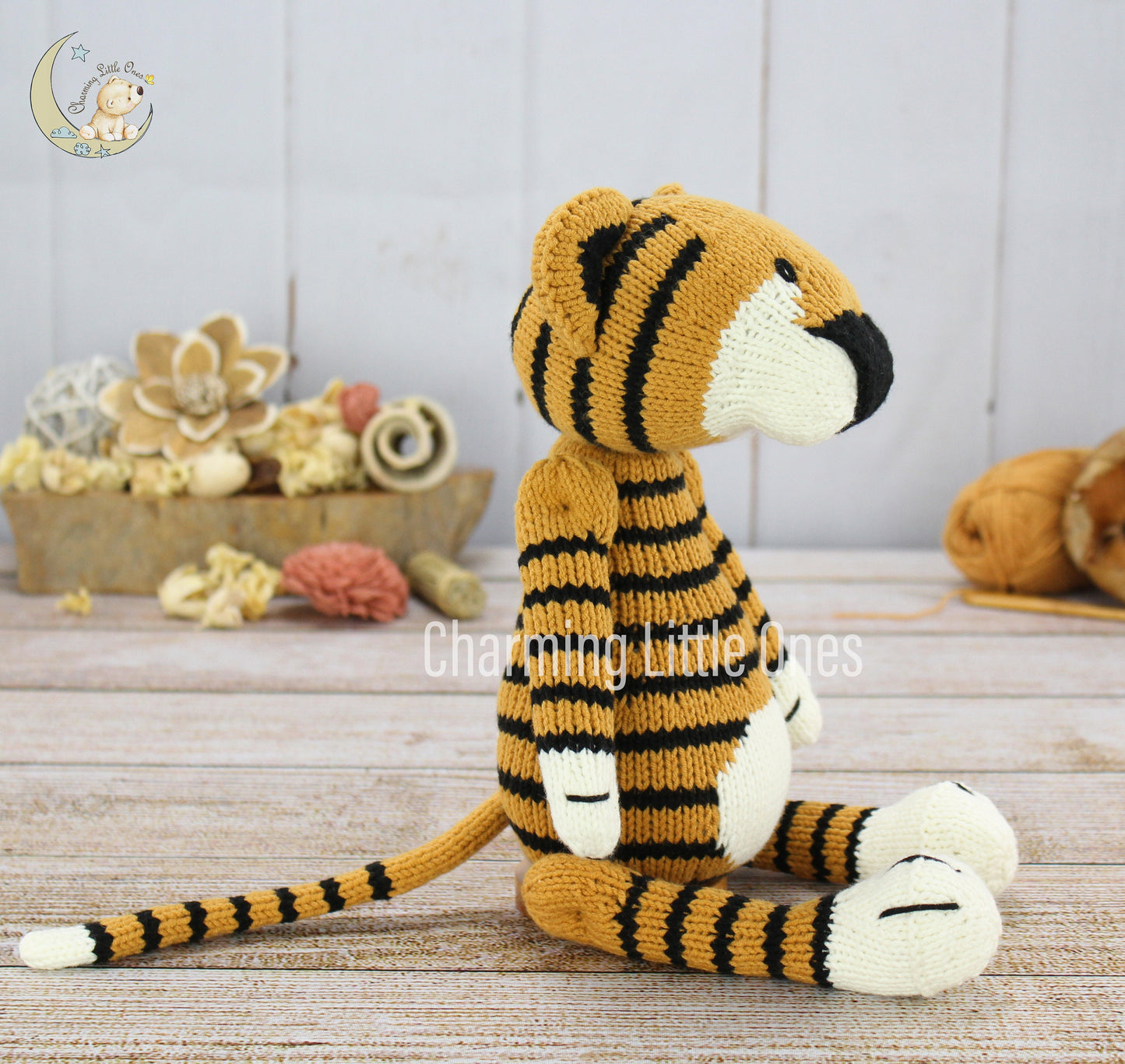 Knitted Tiger - Handmade 14"