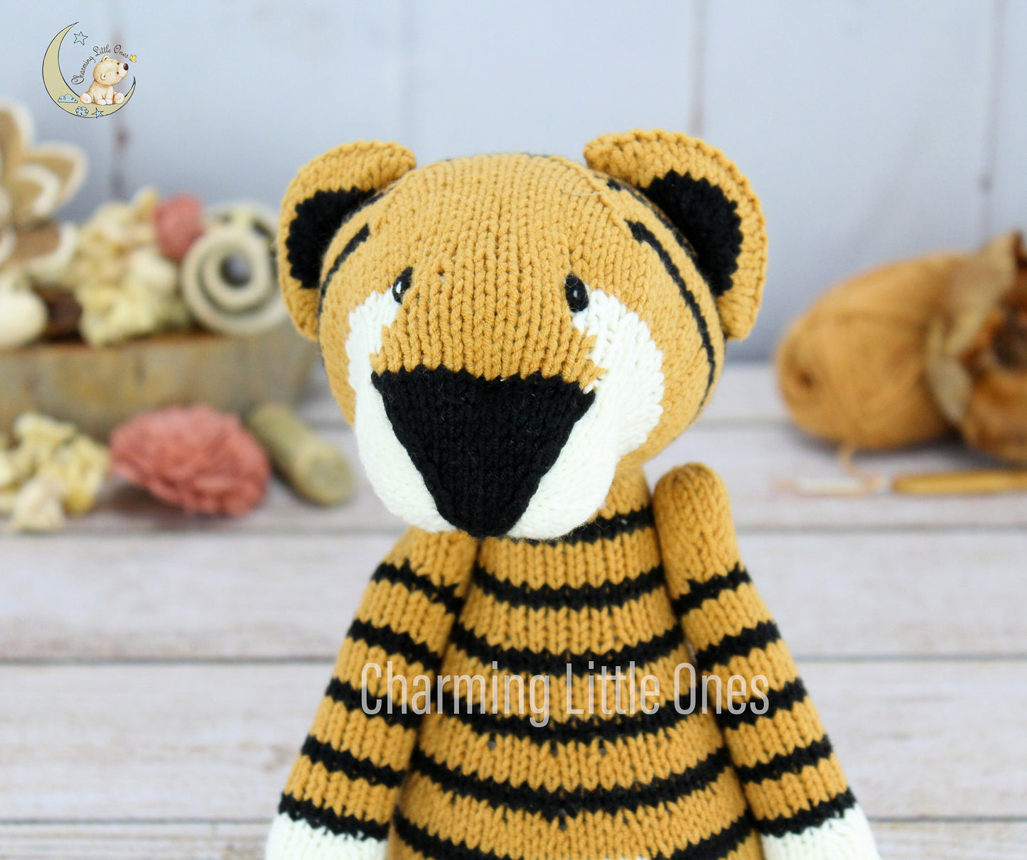 Knitted Tiger - Handmade 14"