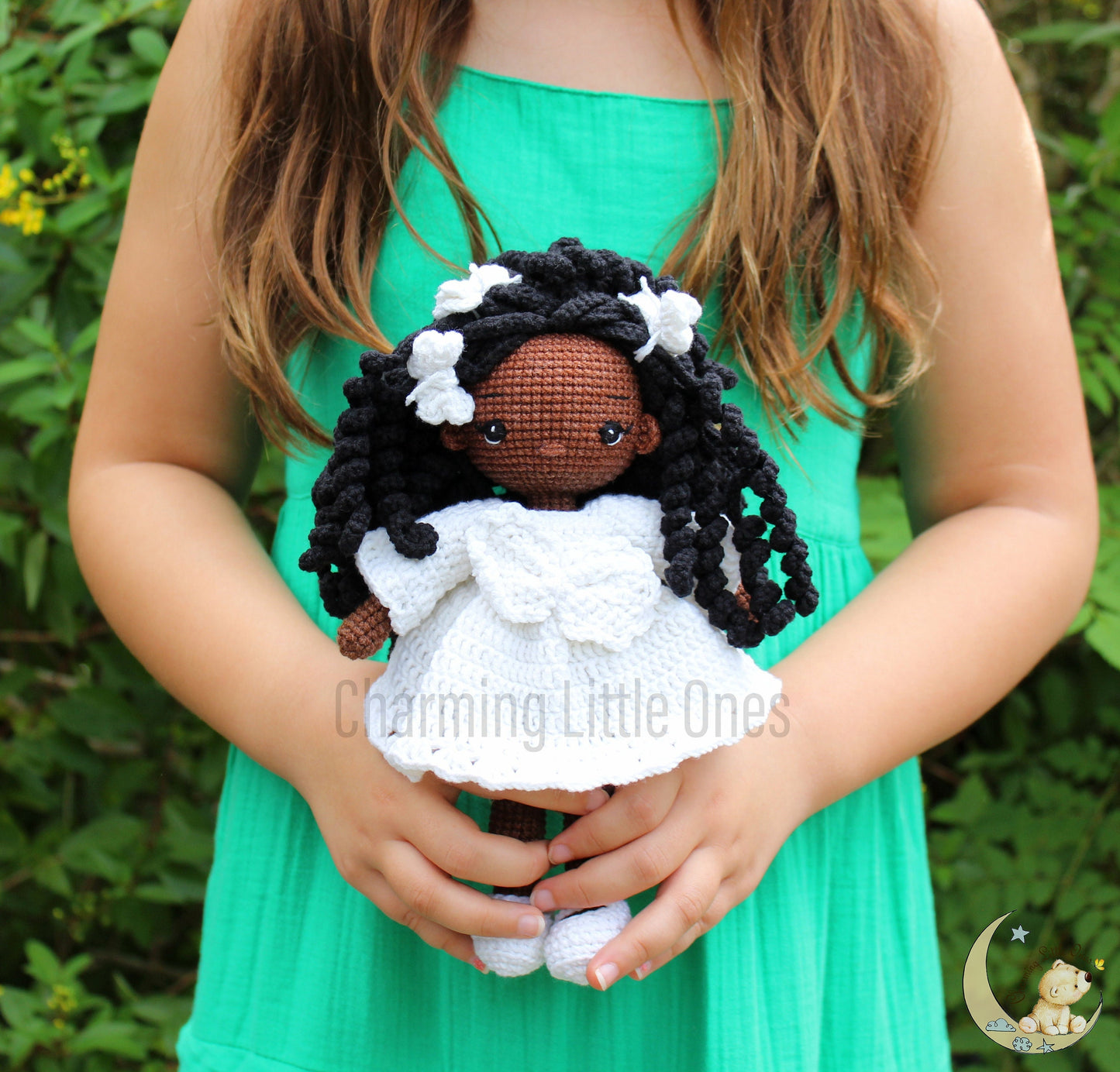 Crochet African American Doll - 9 inches tall